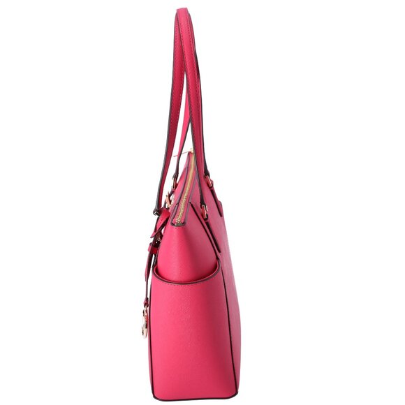 Michael Kors Charlotte Large Top Zip Leather Tote Electric Pink Saffiano Leather - Picture 4 of 6